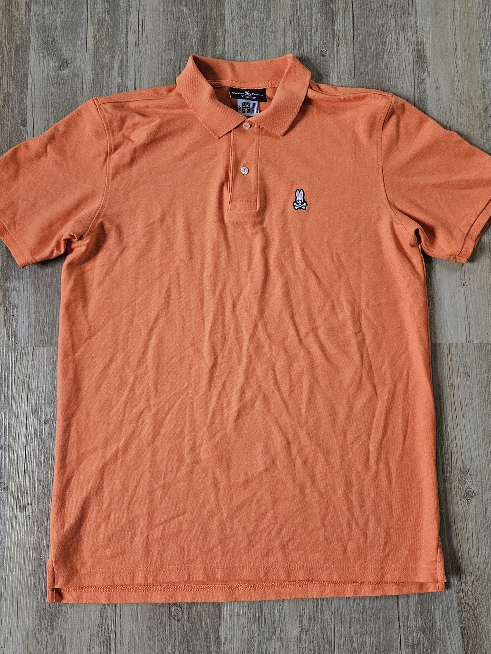 Psycho Bunny Men's Pima Cotton Orange Polo Golf Shirt Size 6 Large Active